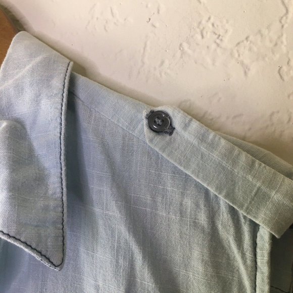 7 For All Mankind S Chambray Romper Light Blue Jea - Picture 4 of 8